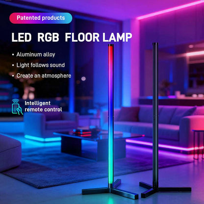 RGB LED Corner Floor Lamp, flip 180°，Remote Control,Standingl Corner Changing Ambience Light, for Living Bedroom Room Gaming Room