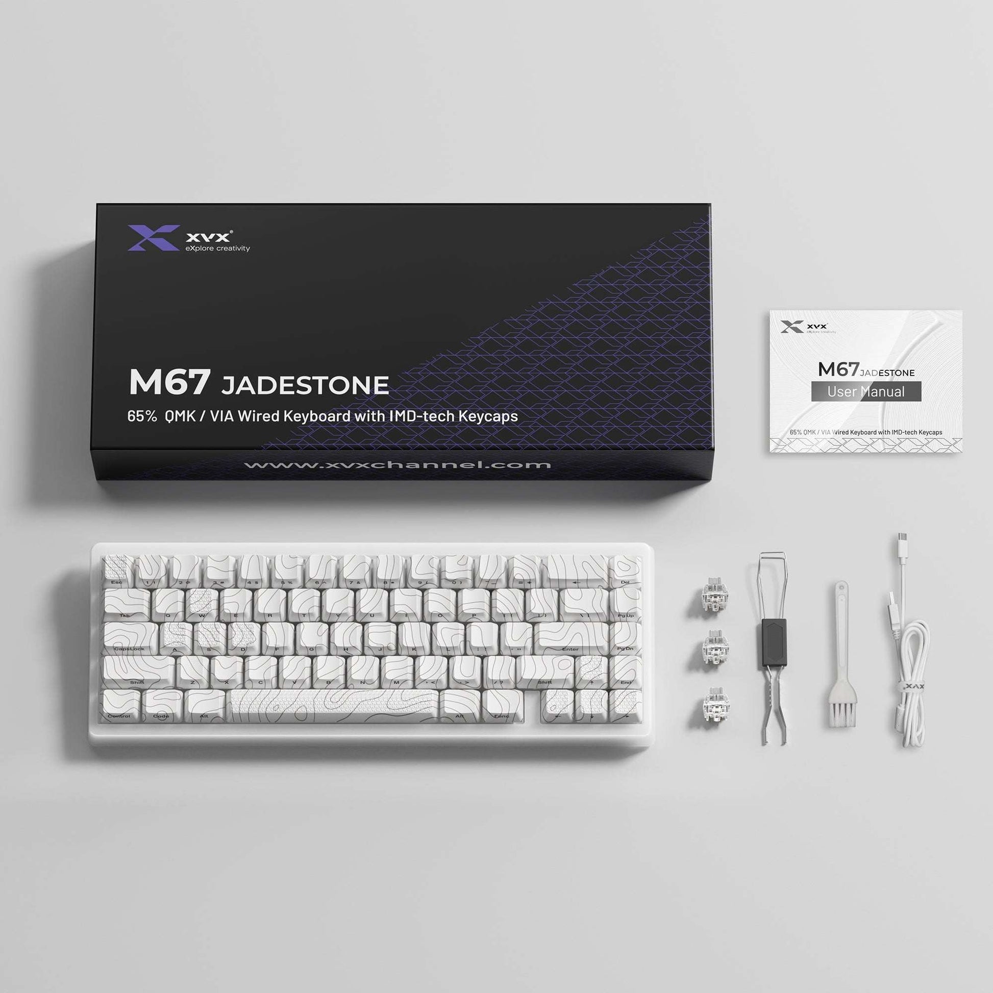 XVX M67 JadeStone Stellar White VIA Tri-Mode Mechanical Keyboard with IMD-Tech Keycaps