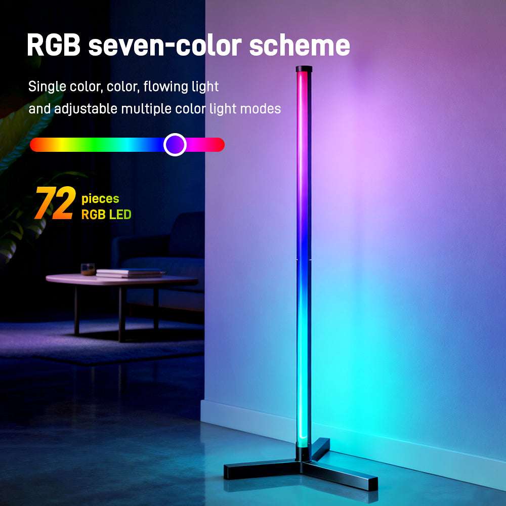 RGB LED Corner Floor Lamp, flip 180°，Remote Control,Standingl Corner Changing Ambience Light, for Living Bedroom Room Gaming Room