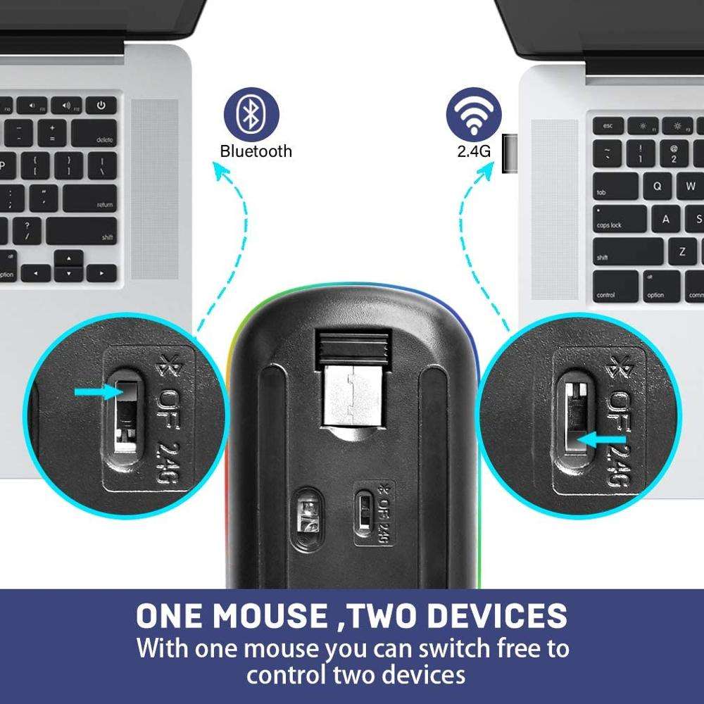 Wireless Mouse Bluetooth RGB Rechargeable Mouse Wireless Computer Silent Mause LED Backlit Ergonomic Gaming Mouse For PC Laptop