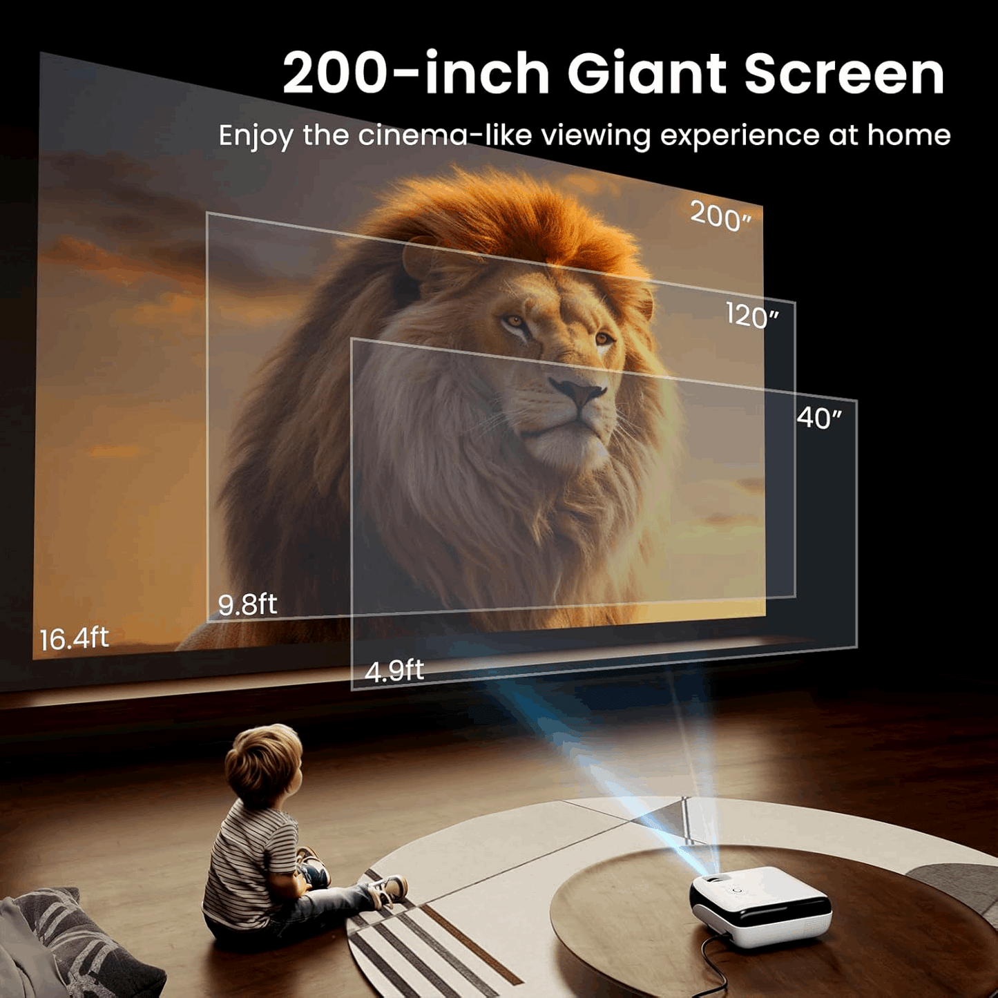 HAPPRUN Native 1080P Projector, Bluetooth Home Theater Movie Projector with Built-In Speaker, Compatible with Smartphone, HDMI, Fire Stick, PS5, Indoor & Outdoor Use - without Google TV System