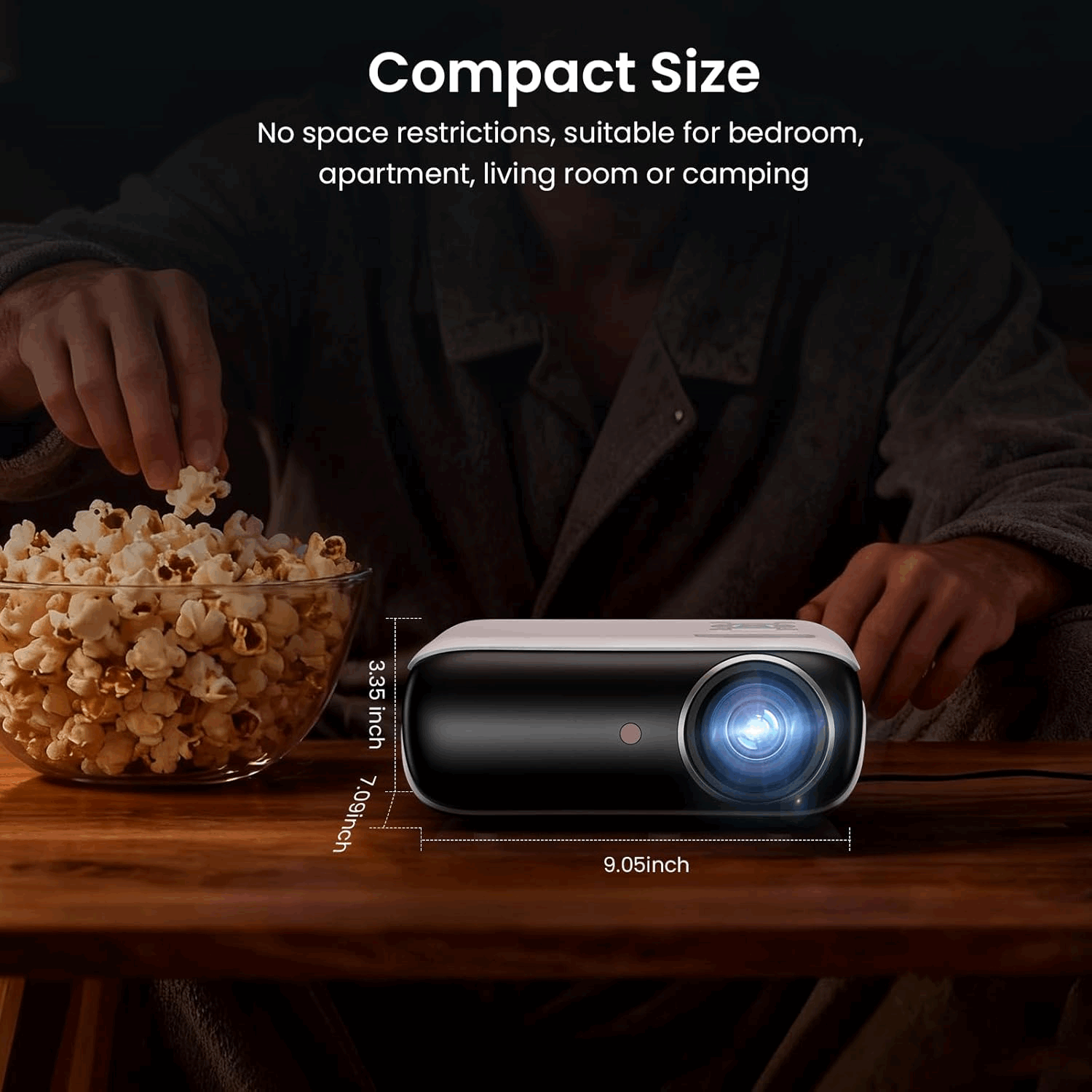 HAPPRUN Native 1080P Projector, Bluetooth Home Theater Movie Projector with Built-In Speaker, Compatible with Smartphone, HDMI, Fire Stick, PS5, Indoor & Outdoor Use - without Google TV System