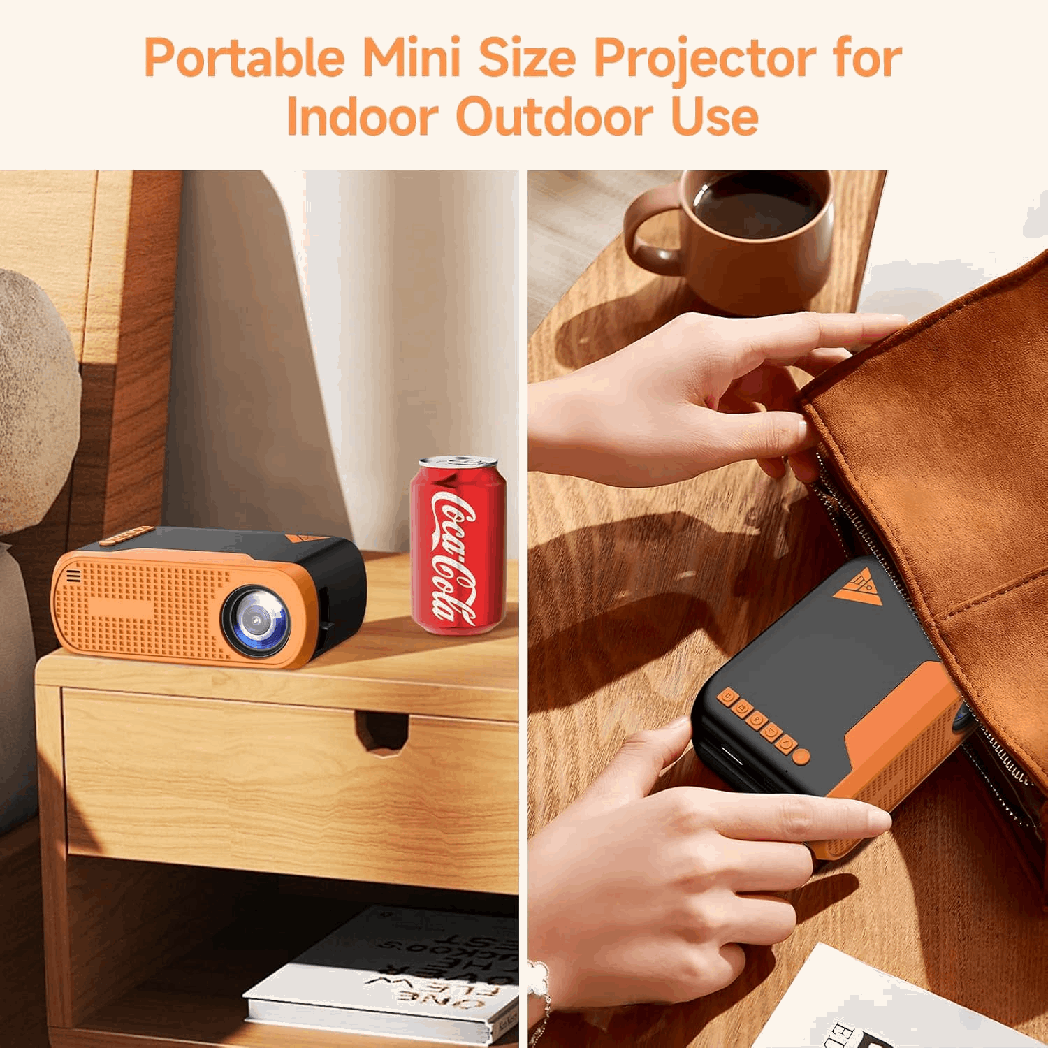 Mini Video Projector, Native 1080P Portable Movie Projector with Wifi Bluetooth, Compatible with Smart Phone, TV Stick, PS5, Laptop HDMI USB for Home Theater Indoor Outdoor Movies