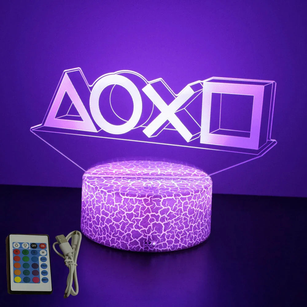 Neon Gamer 3D LED Night Light RGB – Gaming Table Lamp for Kids, Bedroom & Gamer Room