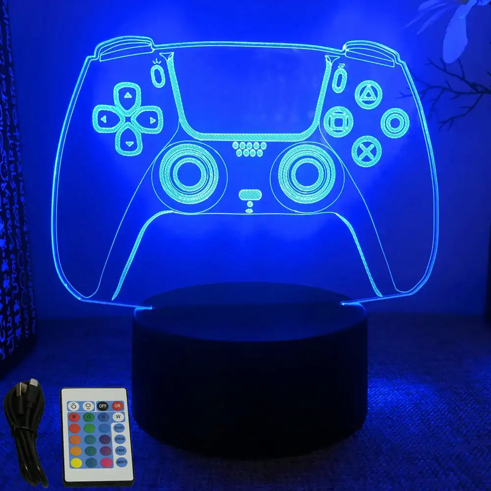 Neon Gamer 3D LED Night Light RGB – Gaming Table Lamp for Kids, Bedroom & Gamer Room