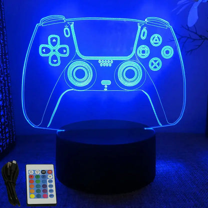 Neon Gamer 3D LED Night Light RGB – Gaming Table Lamp for Kids, Bedroom & Gamer Room