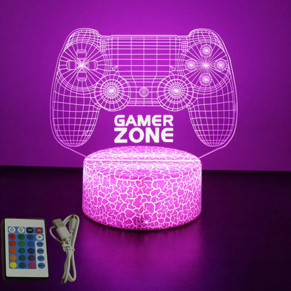 Neon Gamer 3D LED Night Light RGB – Gaming Table Lamp for Kids, Bedroom & Gamer Room