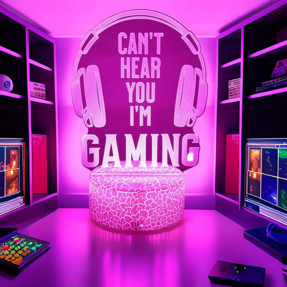 Neon Gamer 3D LED Night Light RGB – Gaming Table Lamp for Kids, Bedroom & Gamer Room