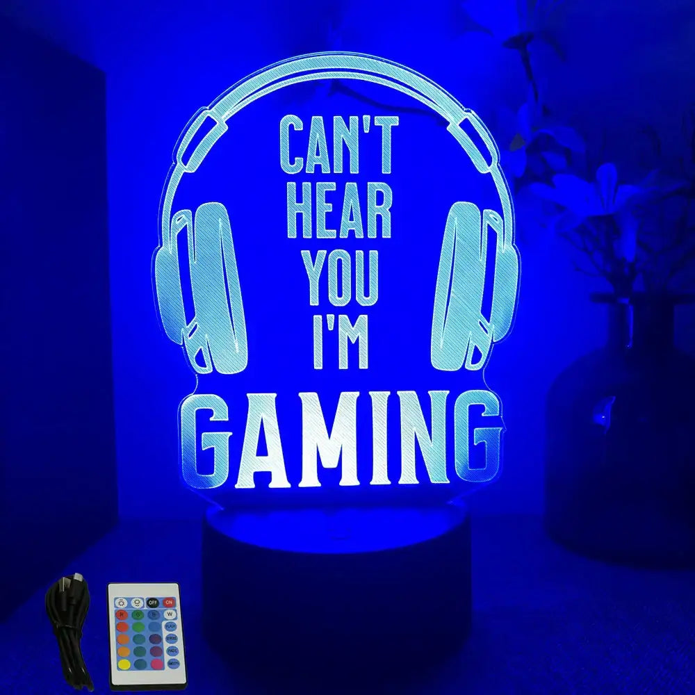 Neon Gamer 3D LED Night Light RGB – Gaming Table Lamp for Kids, Bedroom & Gamer Room