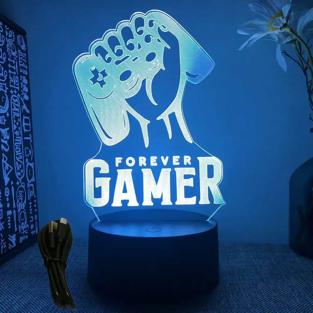 Neon Gamer 3D LED Night Light RGB – Gaming Table Lamp for Kids, Bedroom & Gamer Room