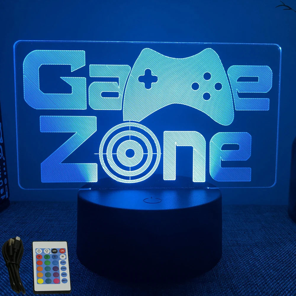 Neon Gamer 3D LED Night Light RGB – Gaming Table Lamp for Kids, Bedroom & Gamer Room