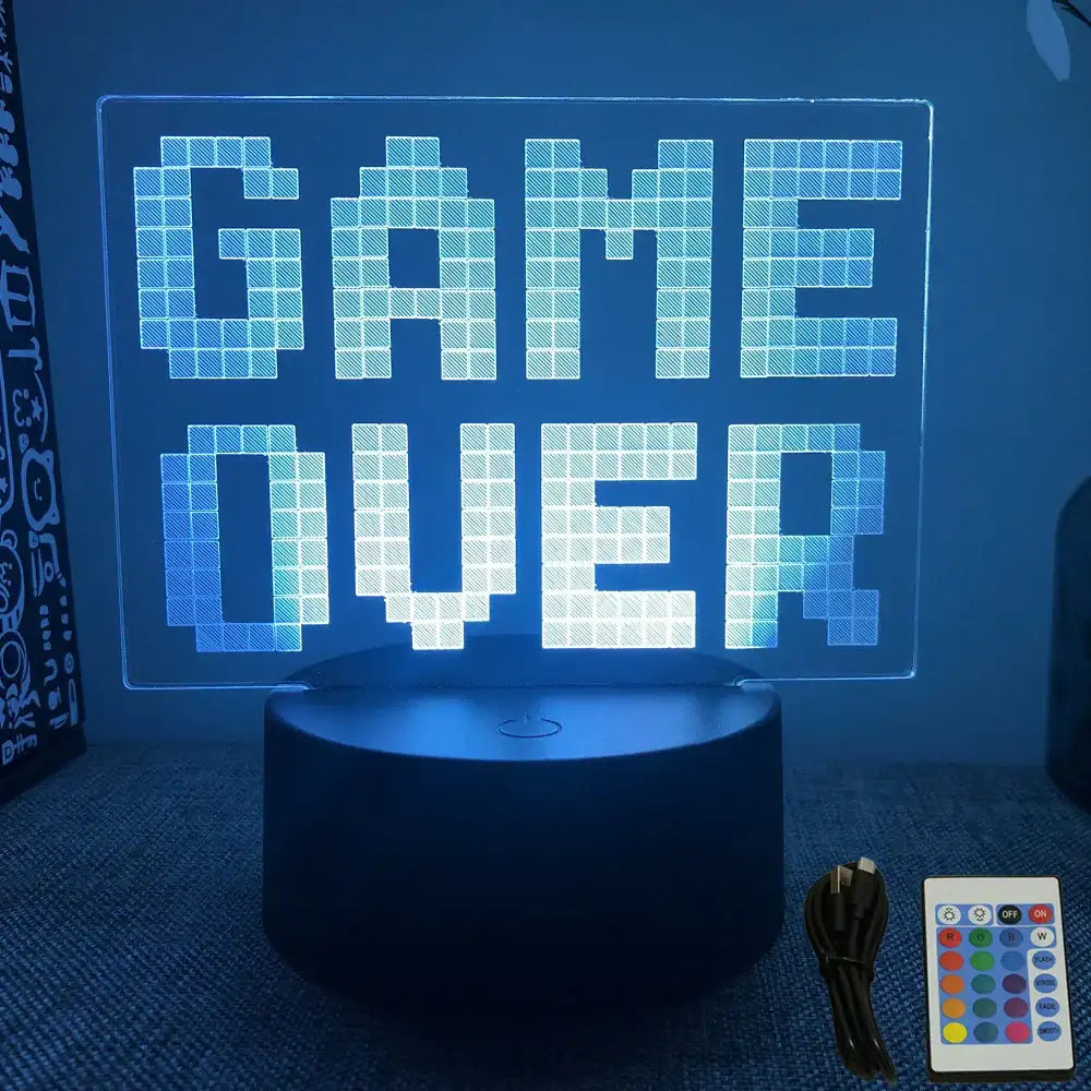 Neon Gamer 3D LED Night Light RGB – Gaming Table Lamp for Kids, Bedroom & Gamer Room