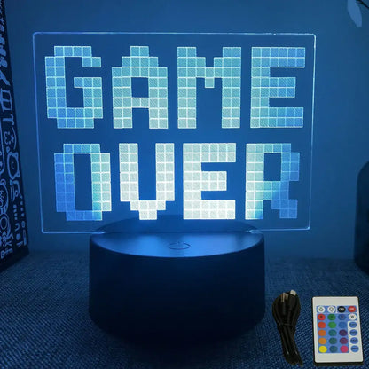 Neon Gamer 3D LED Night Light RGB – Gaming Table Lamp for Kids, Bedroom & Gamer Room