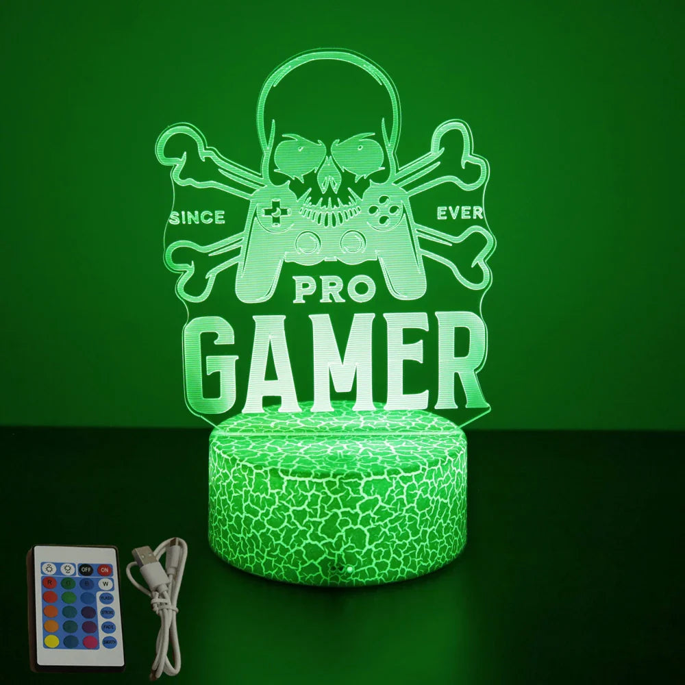 Neon Gamer 3D LED Night Light RGB – Gaming Table Lamp for Kids, Bedroom & Gamer Room