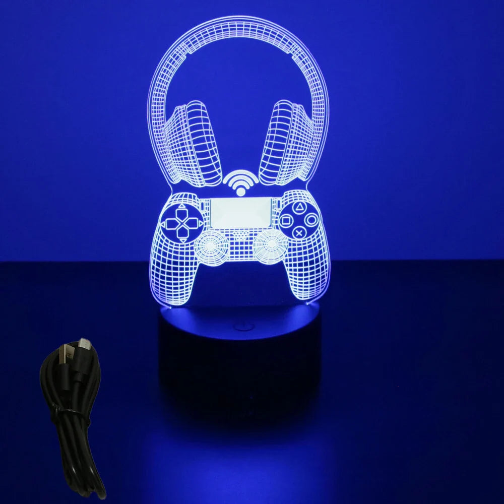 Neon Gamer 3D LED Night Light RGB – Gaming Table Lamp for Kids, Bedroom & Gamer Room