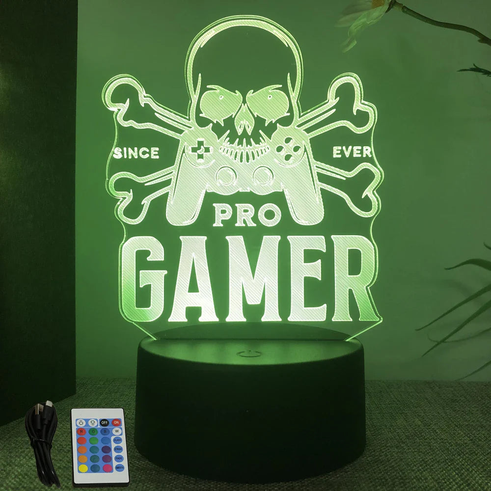 Neon Gamer 3D LED Night Light RGB – Gaming Table Lamp for Kids, Bedroom & Gamer Room
