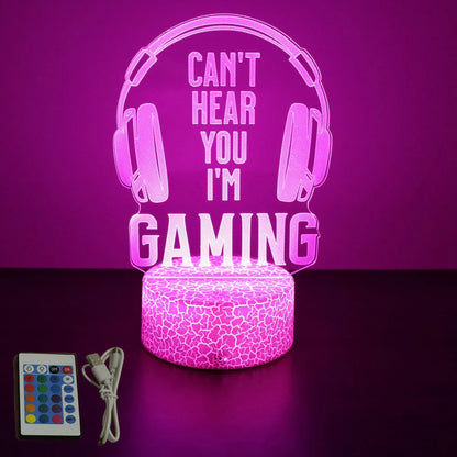 Neon Gamer 3D LED Night Light RGB – Gaming Table Lamp for Kids, Bedroom & Gamer Room