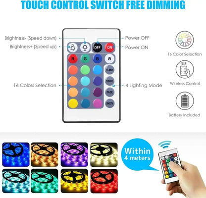 USB LED Strip Lights 2m | RGB Remote Controlled Backlight