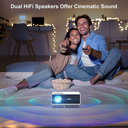 FUDONI Projector with Wifi and Bluetooth 4K Support, 300ANSI Outdoor Indoor Projector FHD 1080P Max 300" Display, Movie Video Home Theater Projector Compatible W/Hdmi/Usb/Phone/Laptop/Tv Stick